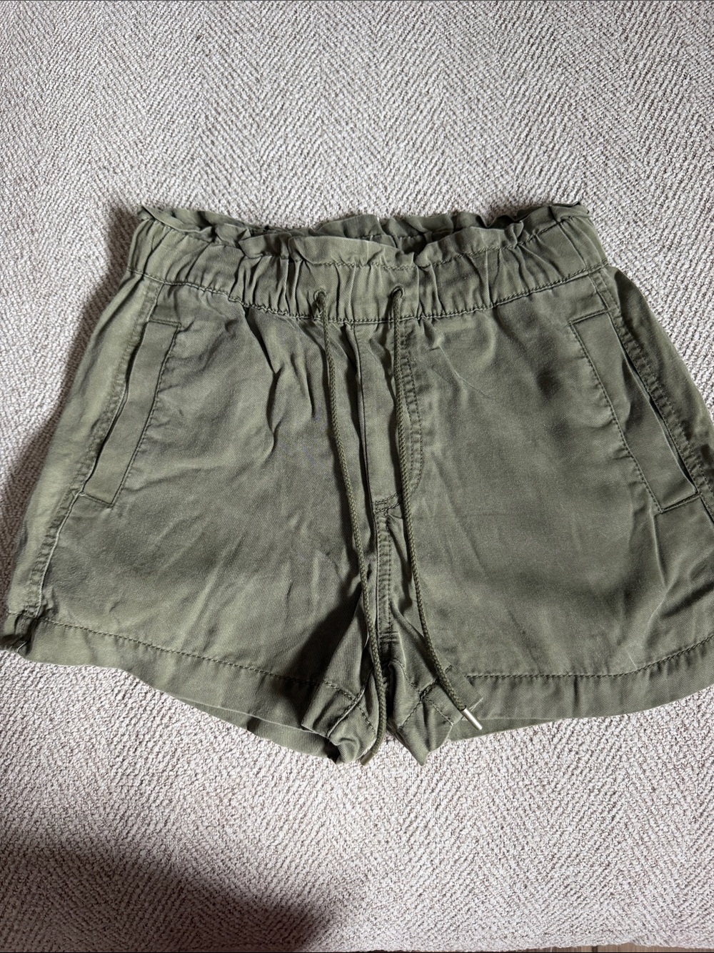 LOFT Olive Drawstring High-Waist Shorts